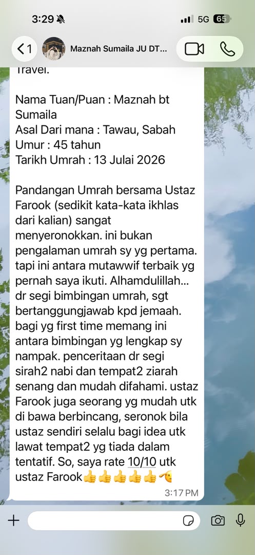Testimoni jemaah melalui WhatsApp 2