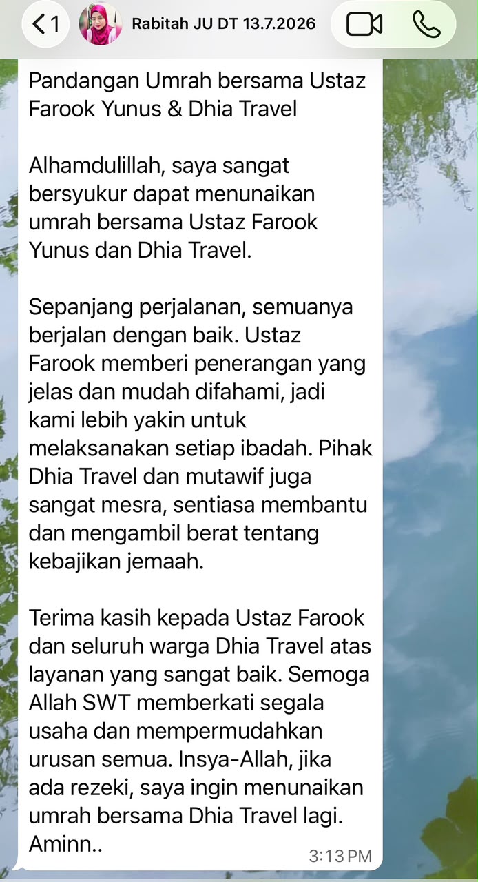 Testimoni jemaah melalui WhatsApp 3