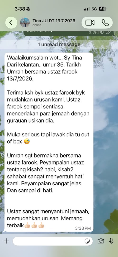 Testimoni jemaah melalui WhatsApp 4